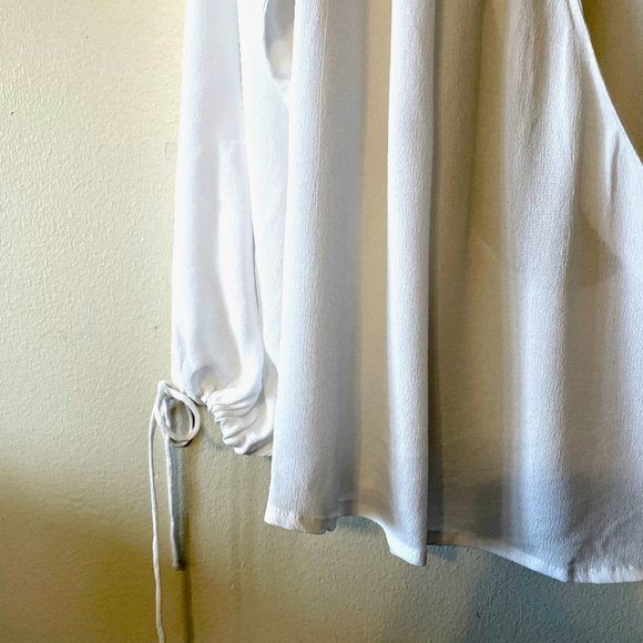 🔥 asos | White Crepe Chiffon Surplice Peasant Blouse Sz 14 NWT - Picture 6 of 11